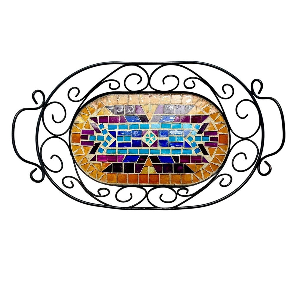 Mosaic Tile Tray Southwest Style Boho Vanity Desk Accent Table Decor
